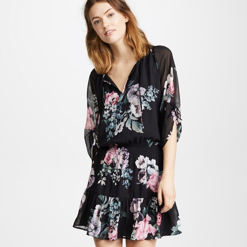 YUMI KIM Steffee Dress in Swoon Light Size Small Black Dark Floral Mini